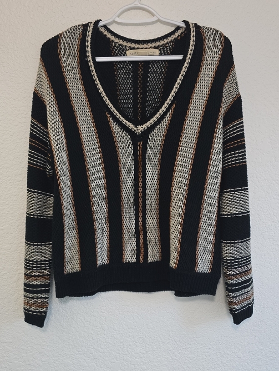 saltwater LUXE Sweaters - saltwater LUXE Black, Cream & Brown Striped Knit Top